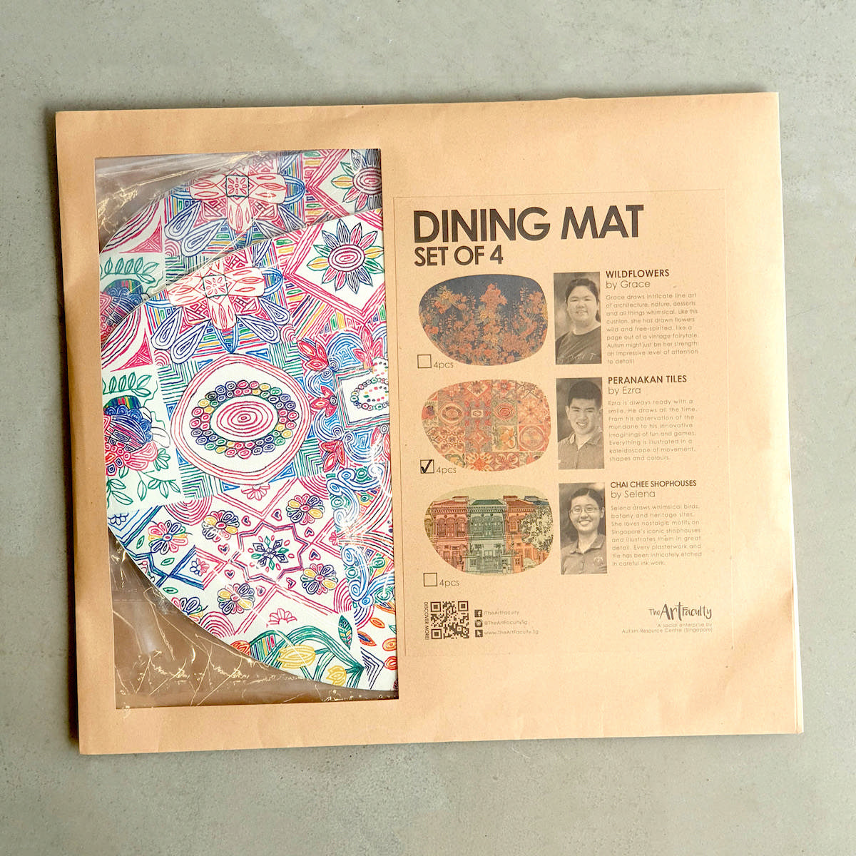 Dining Mat Set of 4 - Peranakan Tiles