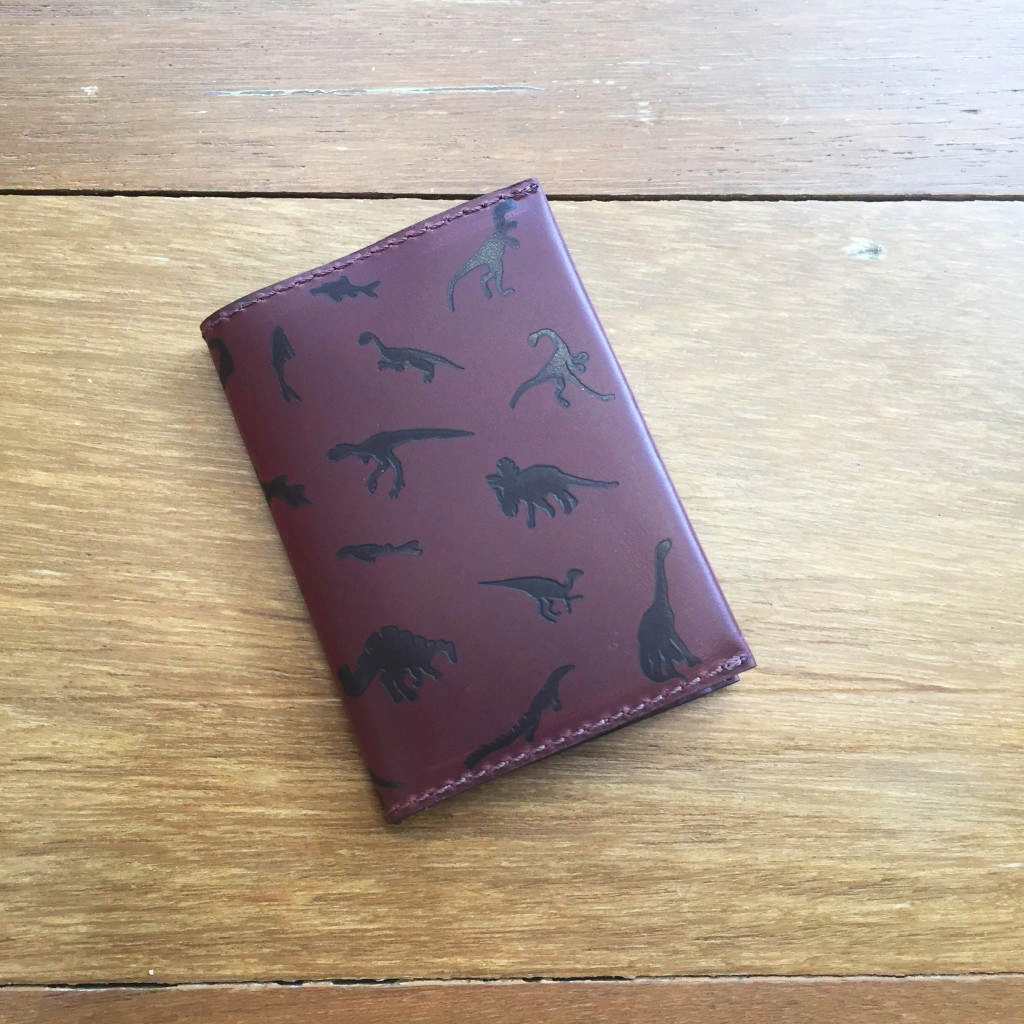 Burgundy Leather Card Holder - Dino