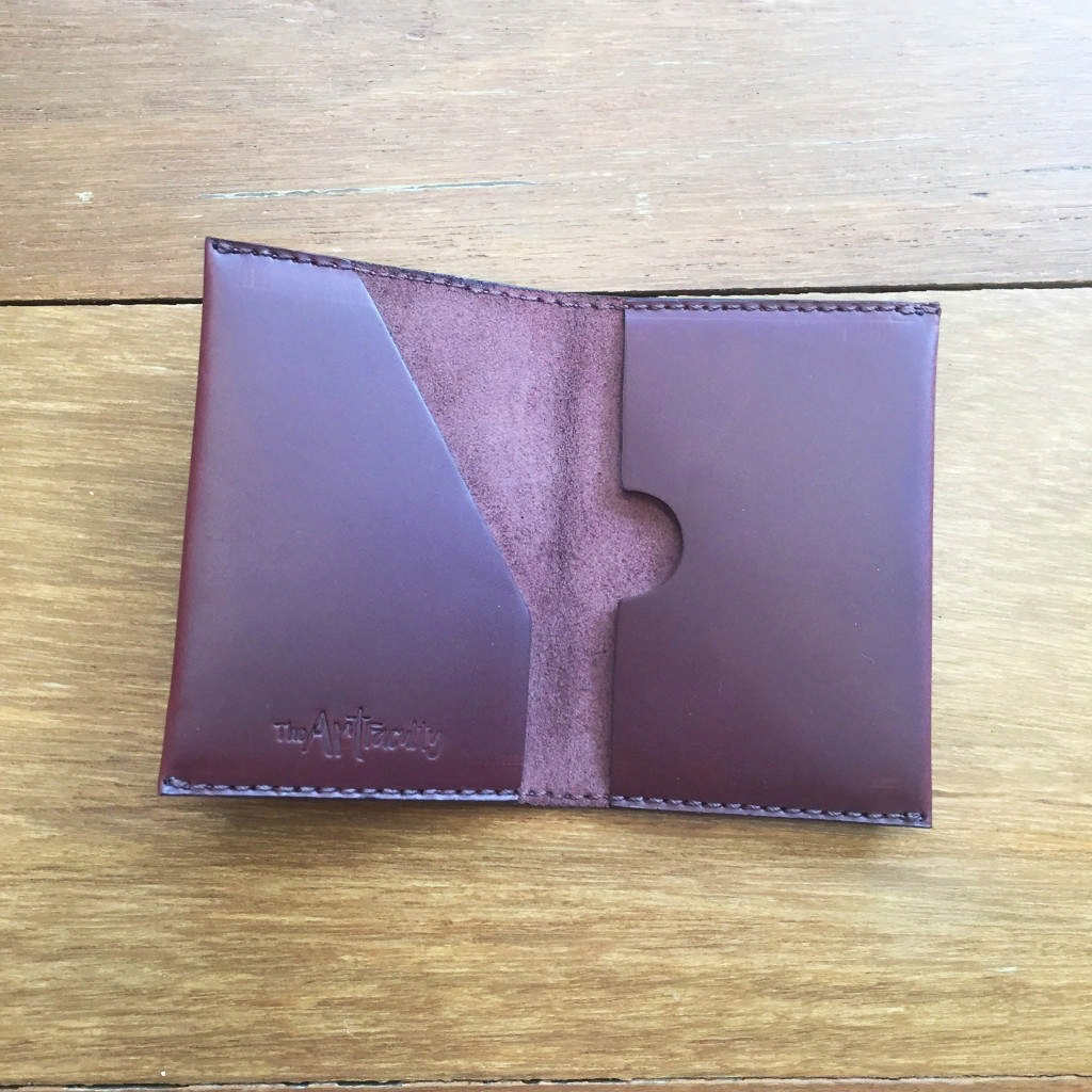 Burgundy Leather Card Holder - Dino