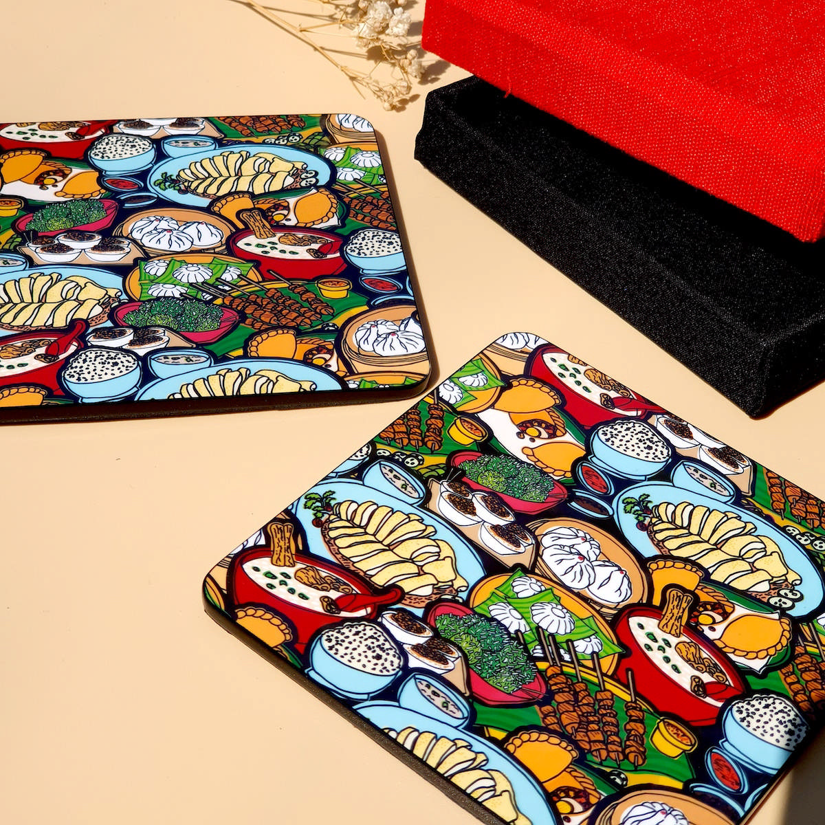 Coaster Set of 2 - Hawker Food