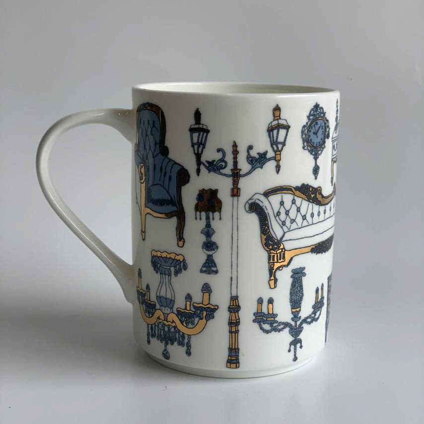 Porcelain Mug – Vintage Motif