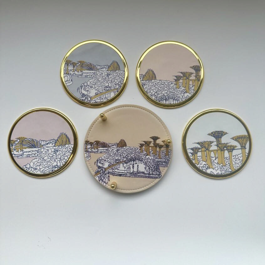 Premium Coasters Set w holder – Gardens by The Bay