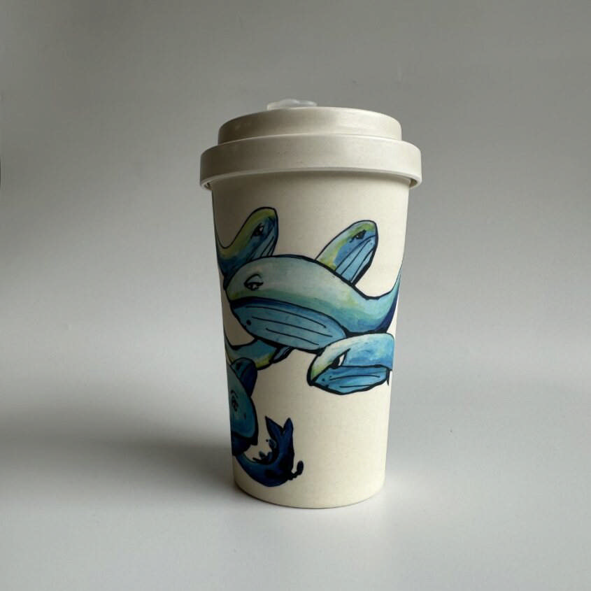 Bamboo Fibre Cup 400 – Whale Family