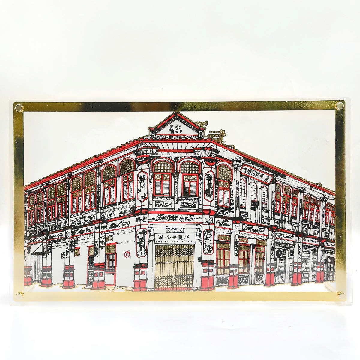 Laser Etched Art on Metal - Multicultural Shophouse