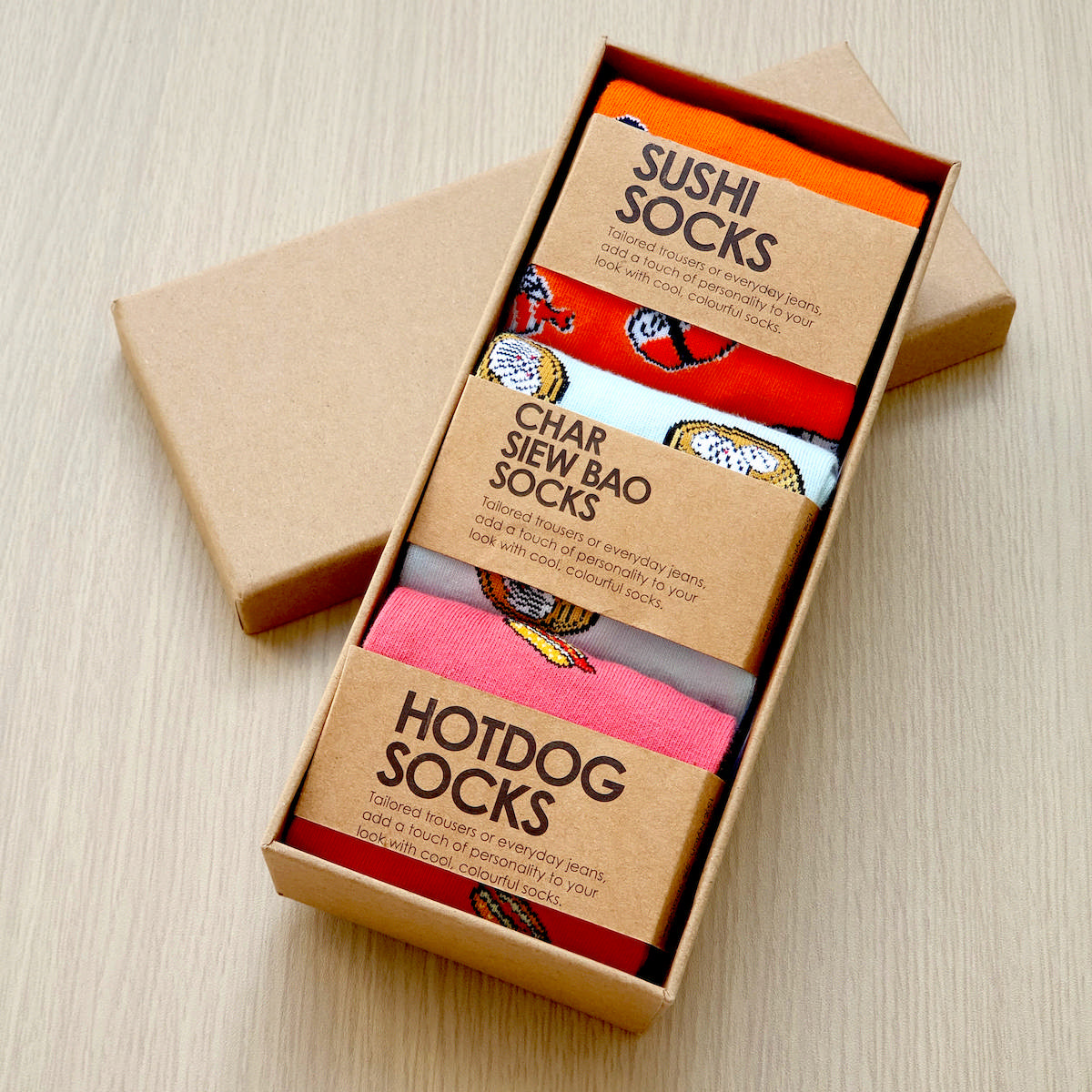 Socks Set of 3 - Sushi/Hotdogs/Cha Siew Bao