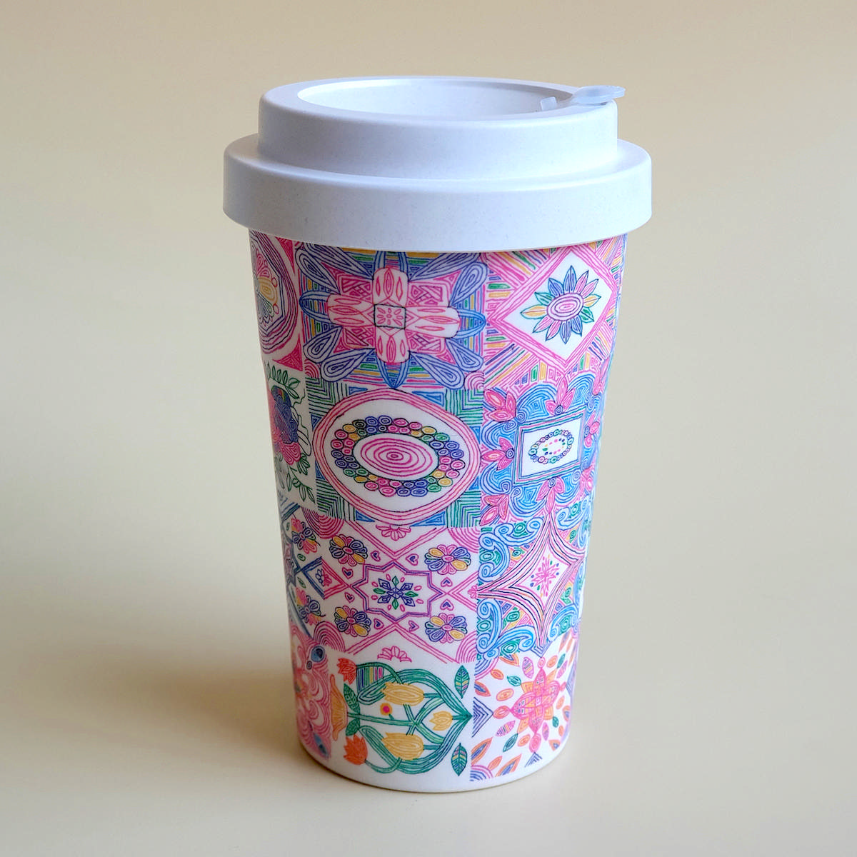 Bamboo Fibre Cup 400ml - Peranakan Tiles