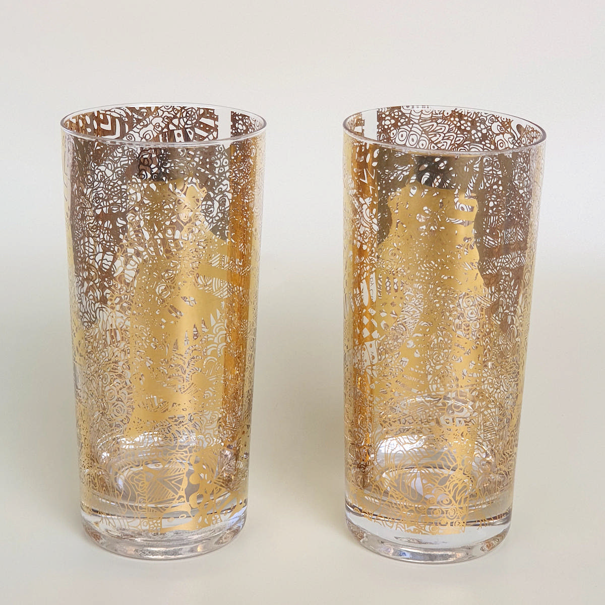 Tall Glass Gold Set of 2 - Kingfishers