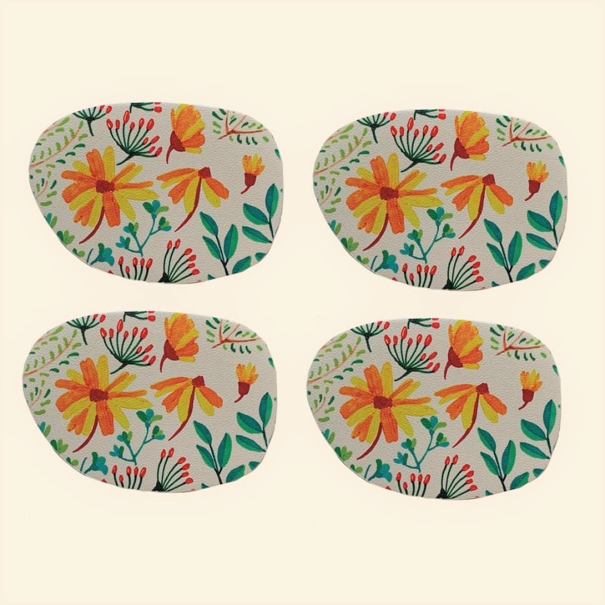 Coasters Set of 4 – Spring on White