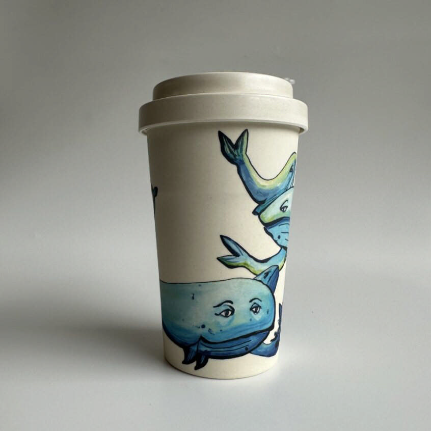 Bamboo Fibre Cup 400 – Whale Family