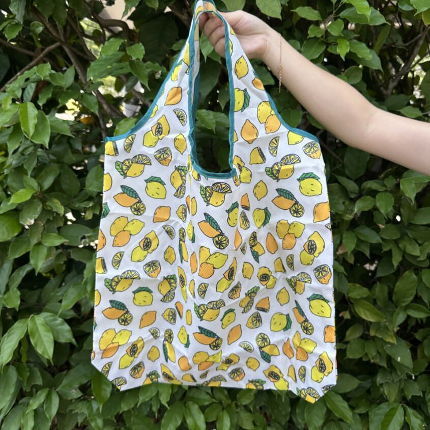 Eco Reusable Bag – Lemons Beige